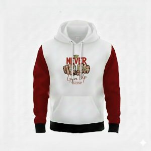 প্রিমিয়াম উইন্টার হুডি - হোয়াইট-মেরুন এডিশন