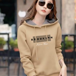 লেডিস প্রিমিয়াম কোয়ালিটি হুডি - বিস্কুট কালার "BROOKLYN" এডিশন