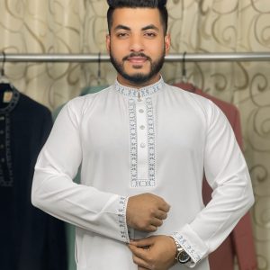 প্রিমিয়াম এমব্রয়ডারি স্টিচ পাঞ্জাবী - ক্লাসিক হোয়াইট এডিশন